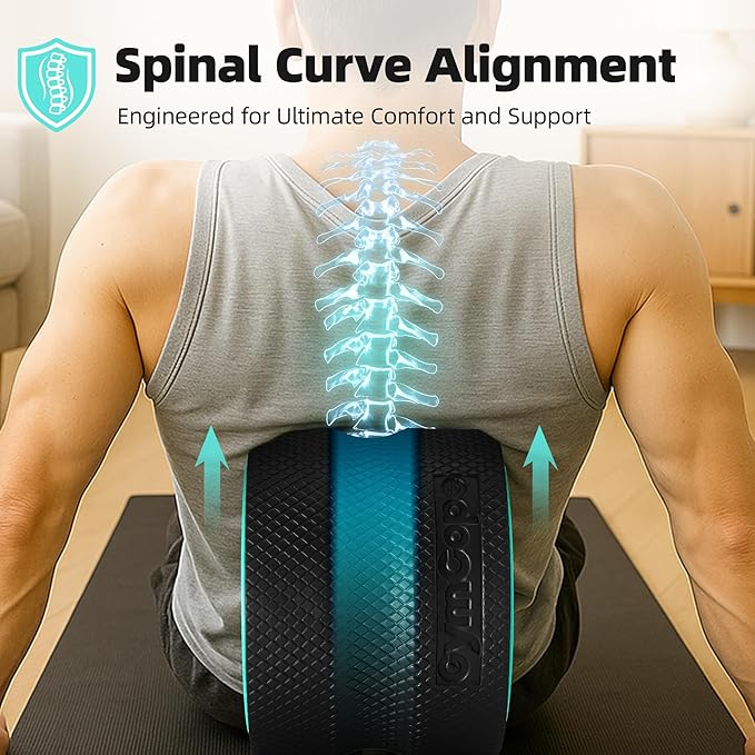 Back Roller Wheel for Back Pain – 4-Pack Yoga Wheel Set for Deep Tissue Massage, Stretching & Posture Support – EVA Foam Back Stretcher – Supports Up to 500lbs
