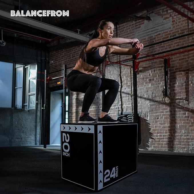 BalanceFrom 3-in-1 Foam Plyometric Jump Box for Home Gym with Multiple Height Options – Versatile Plyo with Non-Slip Surface for Strength, HIIT, Step-Ups, and Agility Training
