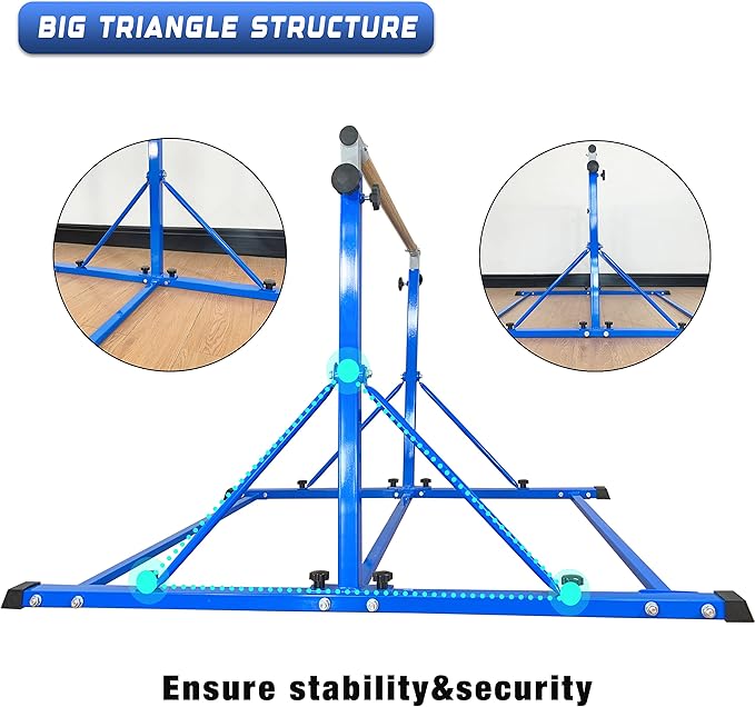 Marfula Gymnastic Bar For Kid and Teenage of 3-25, 5Ft/8 FT Base Length 4Ft Width 5Ft Adjust Height, Gymnastic Kip Bar For Gymnast, Gymnastic Training Equipment For Professional Training Home Club Use