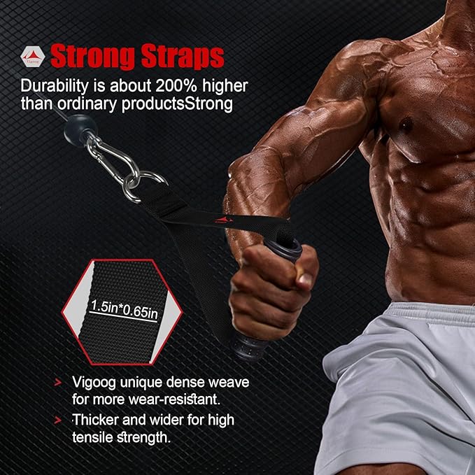 Heavy Duty Gym Exercise Handles Attachment for Cable Machine,Resistance Band,Pulley System Home Fitness Workout Equipment, with Elastic Rubber Grip and 2 Large Carabiners