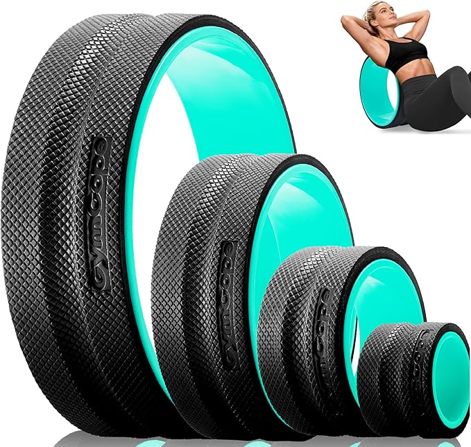 Back Roller Wheel for Back Pain – 4-Pack Yoga Wheel Set for Deep Tissue Massage, Stretching & Posture Support – EVA Foam Back Stretcher – Supports Up to 500lbs