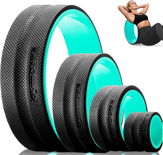 Back Roller Wheel for Back Pain – 4-Pack Yoga Wheel Set for Deep Tissue Massage, Stretching & Posture Support – EVA Foam Back Stretcher – Supports Up to 500lbs