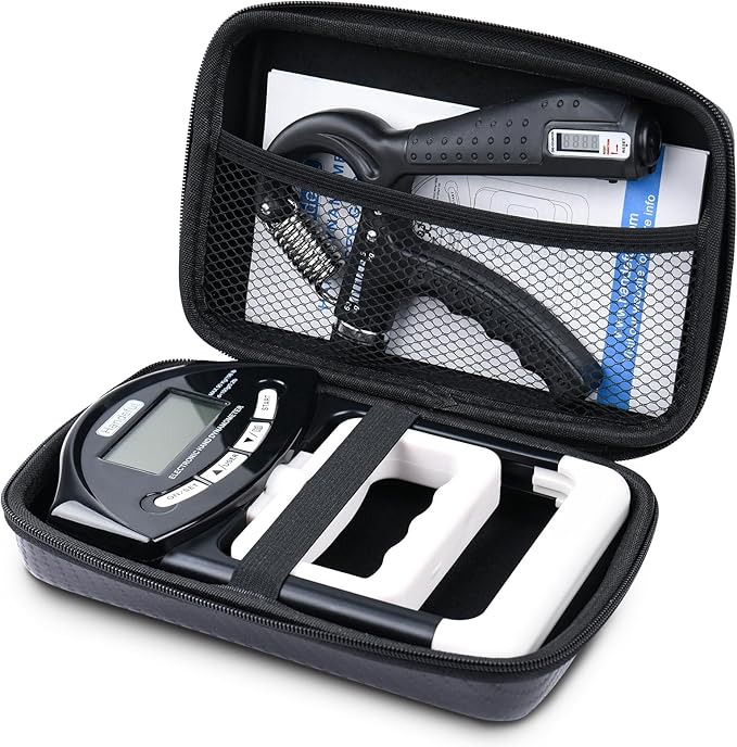 Electronic Grip Strength Tester Set With Adjustable Hand Gripper, Hand Dynamometer, Protection Case – Precision Training for Rehab, Fitness, and Home Gym