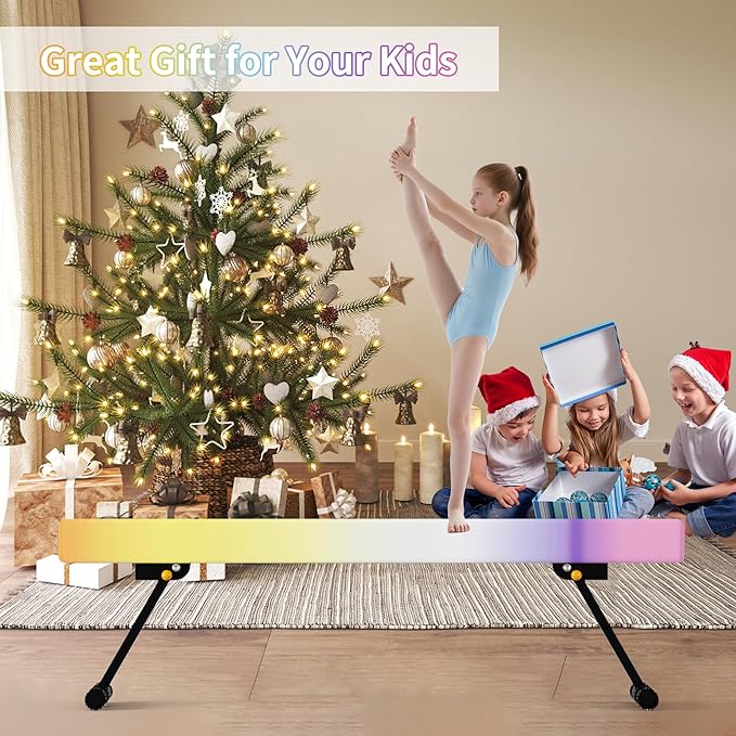 EL&IT·Wings 6ft/8ft Gymnastic Balance Beam, Adjustable High and Low Level Floor Beam - Highly Stable - Gym Practice Training Equipment for Kids Children Girls Home