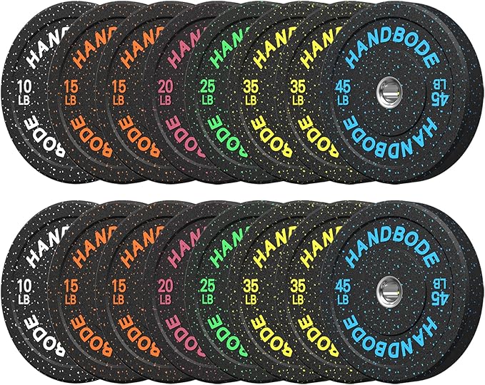 2-Inch Weight Plates High Bounce, Olympic Bumper Plate Set 45/100/160/190/260/300lb, Colored Weight Plates Set for Home Gym, Barbell Weights Rubber Strength Training Plate for Weight Lifting