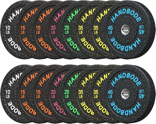 2-Inch Weight Plates High Bounce, Olympic Bumper Plate Set 45/100/160/190/260/300lb, Colored Weight Plates Set for Home Gym, Barbell Weights Rubber Strength Training Plate for Weight Lifting