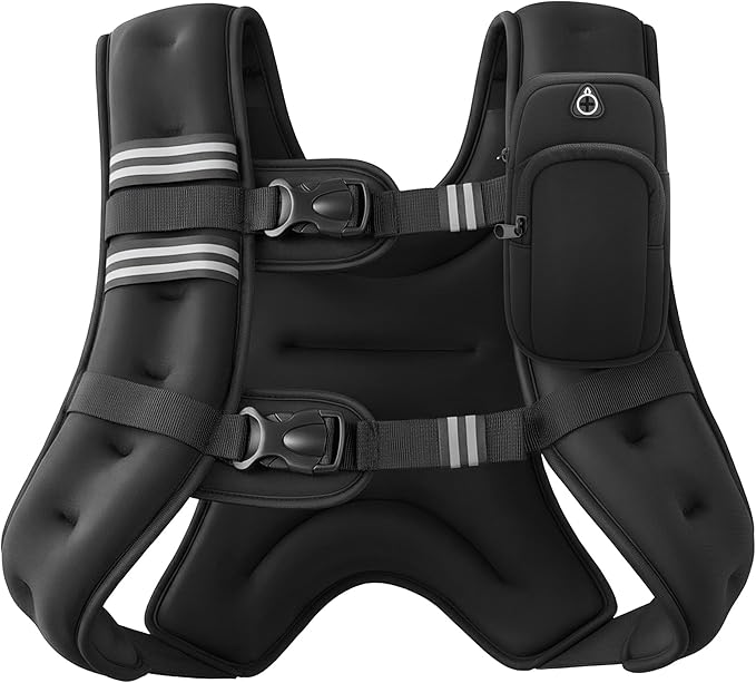 ZELUS Weighted Vest, 6lb/8lb/12lb/16lb/20lb/25lb/30lb Weight Vest with Reflective Stripe for Workout, Strength Training, Running, Fitness, Muscle Building, Weight Loss, Weightlifting