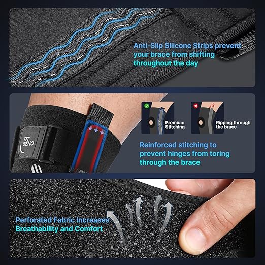 Fit Geno Hinged Knee Brace for Meniscus Tear: Adjustable Support for Knee Pain w/Built-in Side Stabilizers & Removable Metal Hinges for ACL MCL Injury or Surgery Recovery - Men and Women
