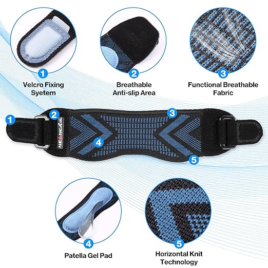 NEENCA Patella Tendon Knee Strap with Gel Pad, Knee Strap Brace for Pain Relief & Patella Stabilizer. Support Strap for Workout, Runner, Jumpers Knee,Tendonitis, Squats, Arthritis