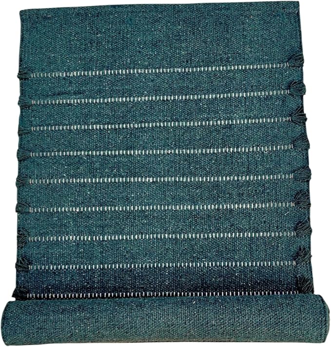 Indian Handmade100 % Organic Anti Skid Multi Colour Cotton Yoga Mat - Eco-Friendly Hand-Woven Rug - Non-Slip & Thick (24”x72”x5mm) for Hot yoga & Everyday Fitness at Home - Comfortable & Foldable Extra-Long Mat