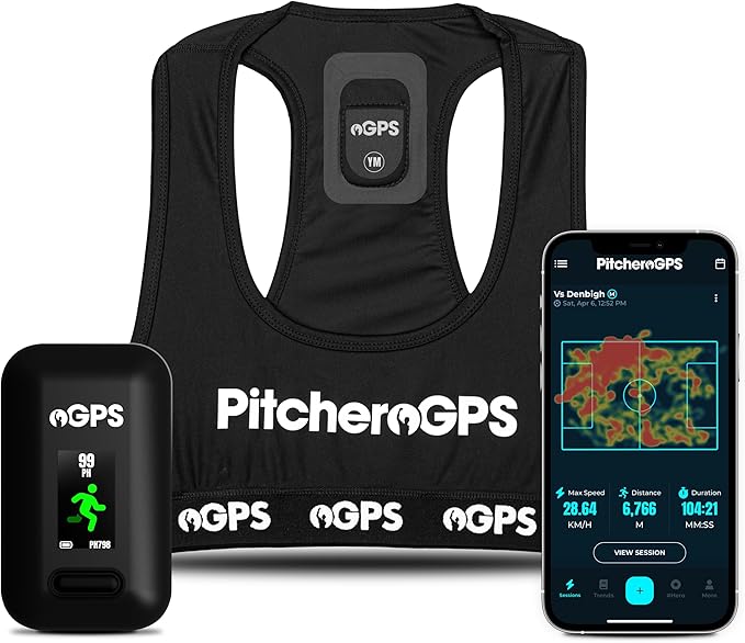 PitcheroGPS Soccer Tracker & Vest - Tracks 18 Key Performance Metrics - Includes 30 Days Subscription. Soccer Training Equipment for Performance & Fitness Tracking (Youth Medium)