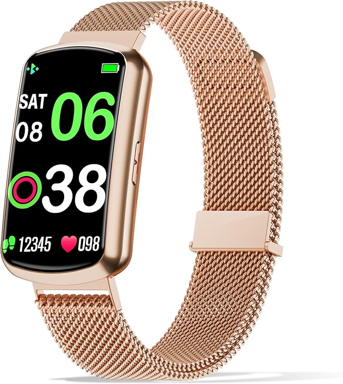 Health Fitness Tracker with 24/7 Heart Rate, Smart Watch with Blood Pressure and Blood Oxygen Monitor, Bulit-in 120+ Sport Mode, Sleep Tracking Waterproof Activity Tracker for Women Men (Rose Gold)