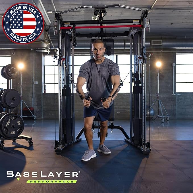 Baselayer Performance Series Interlocking Floor Tiles - Durable ½ in TPE (Rubber Like, NOT Foam, no Odor) - Gym Flooring for Weights & Heavy Equipment - 15 SqFt (6 Pack) - Made in USA