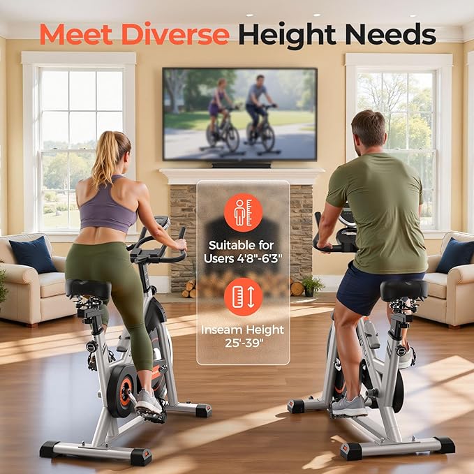 YOSUDA Exercise Bike, Brake Pad Stationary Bike for Home with Exclusive App, Magnetic Indoor Cycling Bike with 300 lb Weight Capacity, Low Noise, Tablet Holder and Fitness Courses for Weight Loss