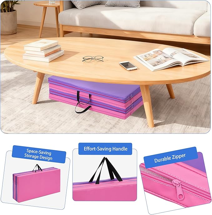 Outdoor Basic 6'x3'x2" Gymnastics Tumbling Mats Folding Panel Thick Gym Exercise Mat for Home
