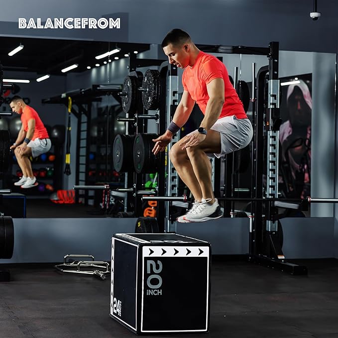 BalanceFrom 3-in-1 Foam Plyometric Jump Box for Home Gym with Multiple Height Options – Versatile Plyo with Non-Slip Surface for Strength, HIIT, Step-Ups, and Agility Training