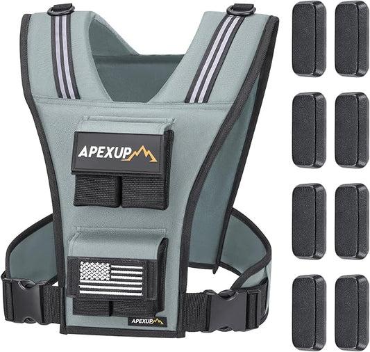 APEXUP Adjustable Weighted Vest Men 20lbs/30lbs/40lbs Weights with Reflective Stripe, Weight Vest Woman Workout Vest for Strength Training Running Walking