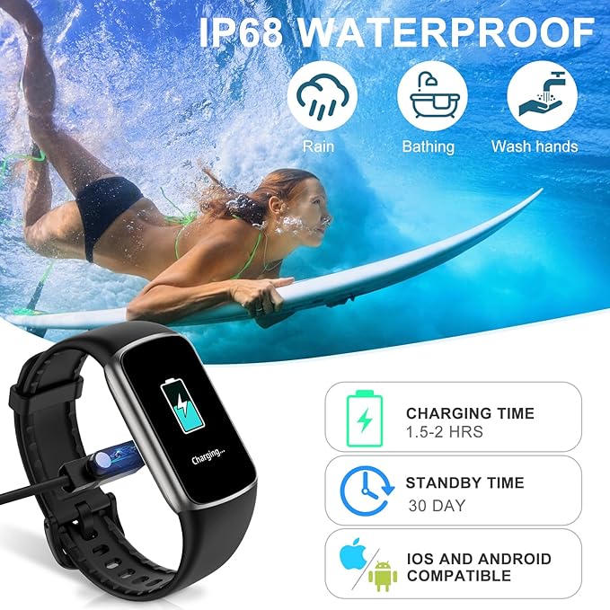Fitness Tracker Step Counter with 24/7 Heart Rate Blood Oxygen Sleep Monitor, 1.47''AMOLED Touch Color Screen Activity Watch, Smart Watches Pedometer for Women Men Android/iOS