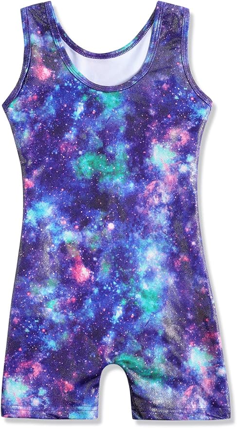 HOZIY Gymnastics Leotards for Girls with Shorts Toddlers Biketards Rainbow Unicorn Dinosaur Mermaid Leopard Flower Galaxy