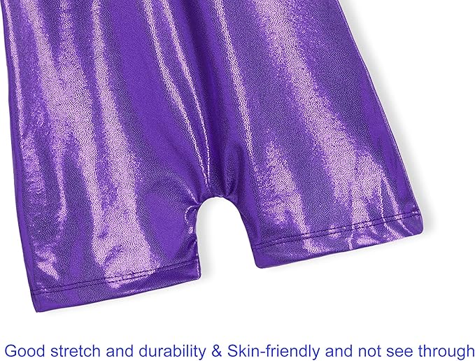 Domusgo Gymnastics Leotards for Girls Sparkly One-Piece Pro Kids Unitard Biketards with Shorts