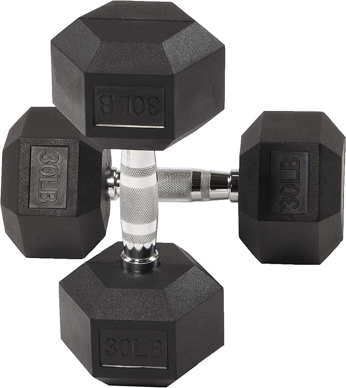 Fitvids Rubber Encased Hex Dumbbell Set Contoured Handle for Muscle Toning, Strength Building & Full Body Workout, 60LB, 100LB, 150LB and 550LB Set