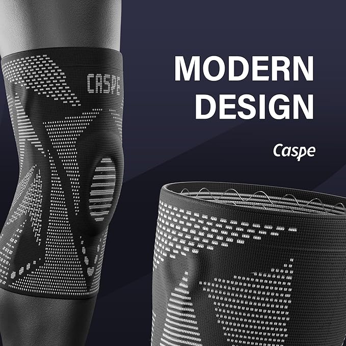 Caspe 1 Pack Compression Knee Brace for Women & Men – Pain Relief Support with Patella Gel Pads & Side Stabilizers – Knee Sleeve for Running, Workout & Arthritis (Gray, X-Large)