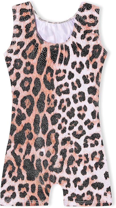 Domusgo Gymnastics Leotards for Girls Sparkly One-Piece Pro Kids Unitard Biketards with Shorts