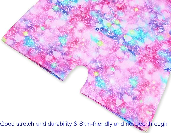 Domusgo Gymnastics Leotards for Girls Sparkly One-Piece Pro Kids Unitard Biketards with Shorts