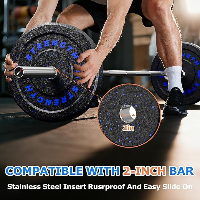 XDDIAS 2-Inch Bumper Plates, Barbell Rubber Olympic Weight Plates Set for Home Gym Strength Training, 20-260lbs, Multiple Options