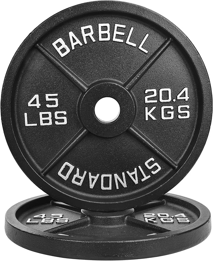 Fitvids 2-Inch Olympic Cast Iron Weight Plate for Strength Training & Weightlifting, Multiple Sizes
