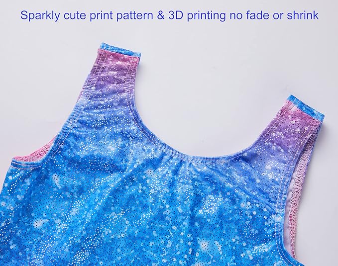 Domusgo Gymnastics Leotards for Girls Sparkly One-Piece Pro Kids Unitard Biketards with Shorts