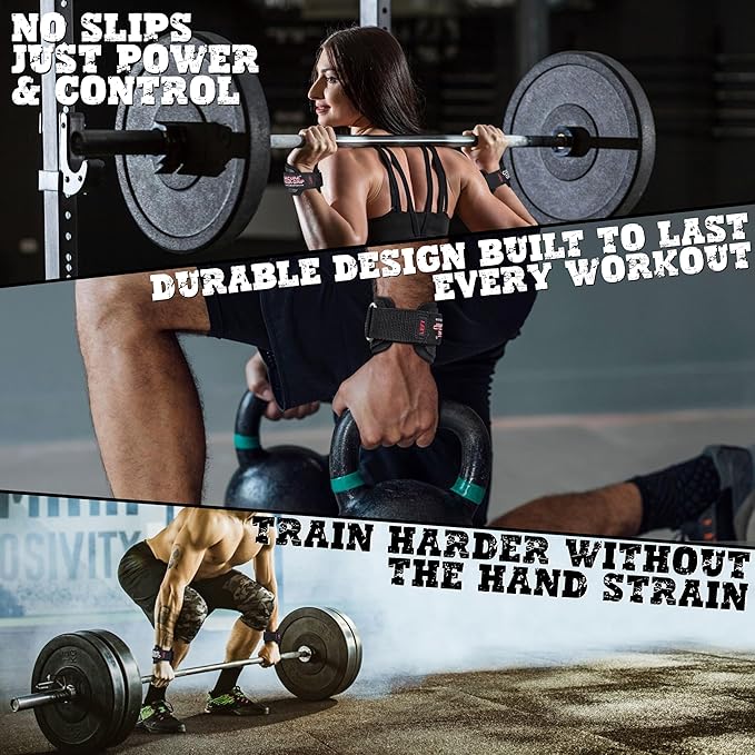 Premium Weight Lifting Hooks & Straps for Pull Ups & Deadlifts - Padded, Heavy Duty, Power Lifting Grips for Men & Women