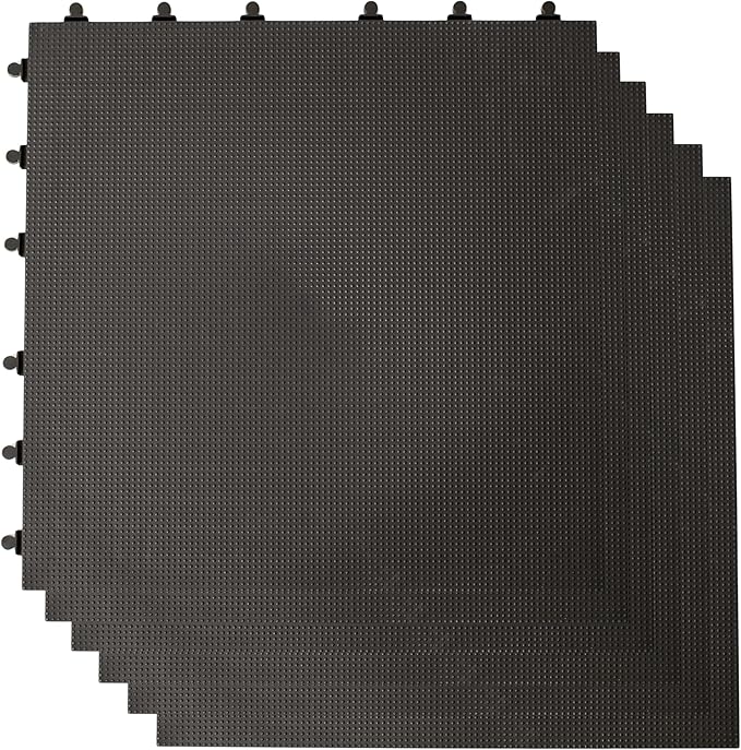 Baselayer Performance Series Interlocking Floor Tiles - Durable ½ in TPE (Rubber Like, NOT Foam, no Odor) - Gym Flooring for Weights & Heavy Equipment - 15 SqFt (6 Pack) - Made in USA