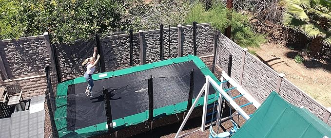 Happy Trampoline Pro Rectangle Trampoline - Heavy Duty 750lbs Jumping Capacity With Net Enclosure - Large Commercial Grade Rectangular Outdoor for Backyard Gymnastics