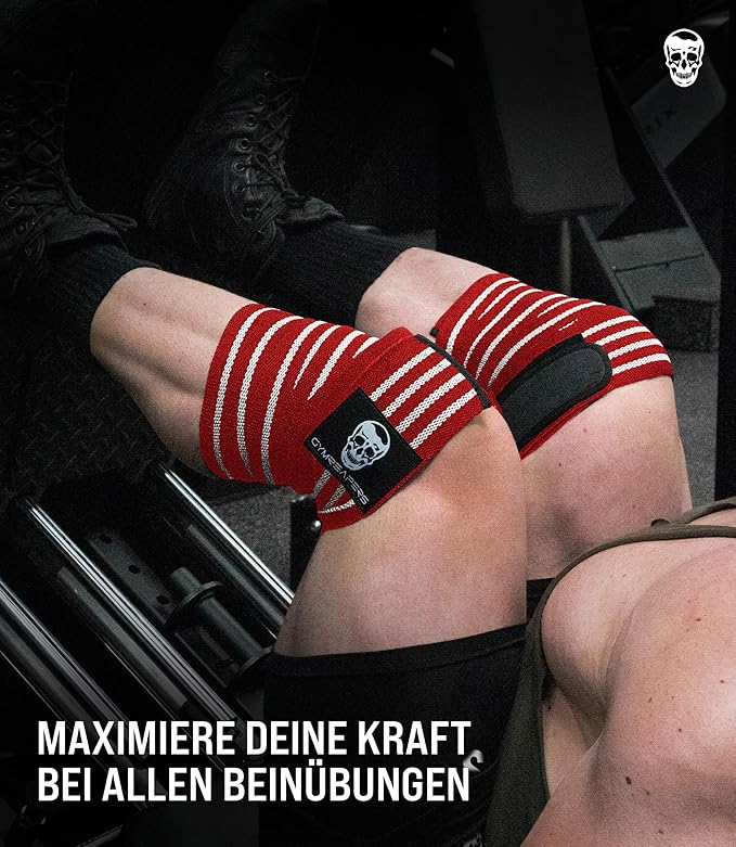 Gymreapers Knee Wraps for Squats and Powerlifting 72 Inch Compression Wraps with Strap for Men & Women Weightlifting Support