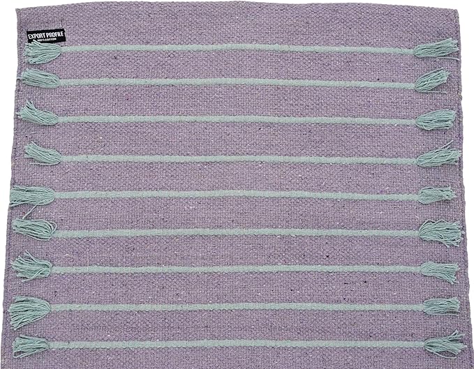 Indian Handmade100 % Organic Anti Skid Multi Colour Cotton Yoga Mat - Eco-Friendly Hand-Woven Rug - Non-Slip & Thick (24”x72”x5mm) for Hot yoga & Everyday Fitness at Home - Comfortable & Foldable Extra-Long Mat