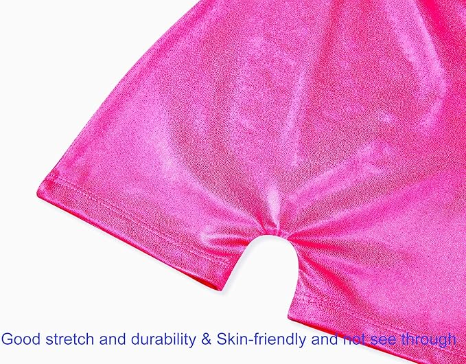 Domusgo Gymnastics Leotards for Girls Sparkly One-Piece Pro Kids Unitard Biketards with Shorts