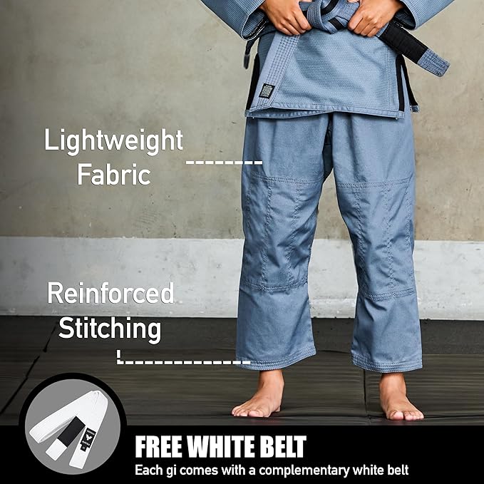 Elite Sports IBJJF Ultra Light BJJ Brazilian Jiu Jitsu Gi for Kids with Preshrunk Fabric and Free Belt