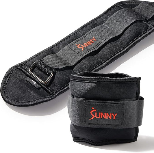 Sunny Health & Fitness Ankle Weights for Women, Men & Kids – Adjustable 1–5 lb Pair | Wrist, Arm & Leg Weights for Walking, Pilates, Yoga & Cardio