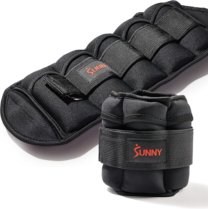 Sunny Health & Fitness Ankle Weights for Women, Men & Kids – Adjustable 1–5 lb Pair | Wrist, Arm & Leg Weights for Walking, Pilates, Yoga & Cardio