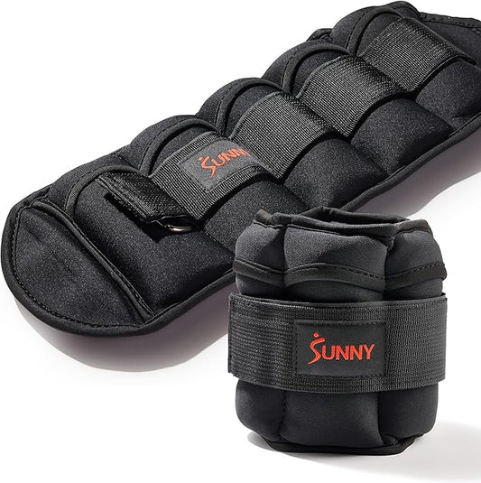 Sunny Health & Fitness Ankle Weights for Women, Men & Kids – Adjustable 1–5 lb Pair | Wrist, Arm & Leg Weights for Walking, Pilates, Yoga & Cardio