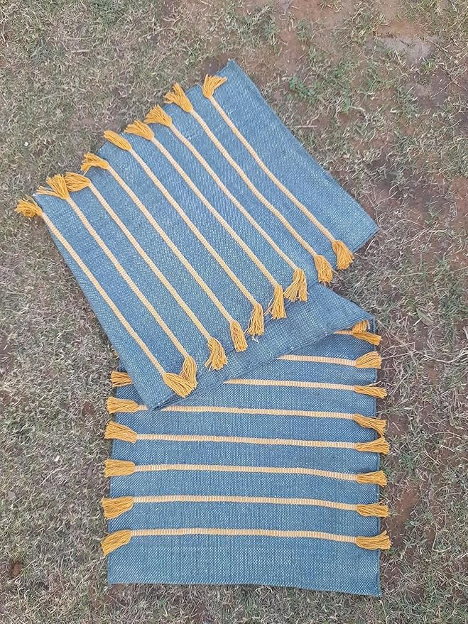 Indian Handmade100 % Organic Anti Skid Multi Colour Cotton Yoga Mat - Eco-Friendly Hand-Woven Rug - Non-Slip & Thick (24”x72”x5mm) for Hot yoga & Everyday Fitness at Home - Comfortable & Foldable Extra-Long Mat
