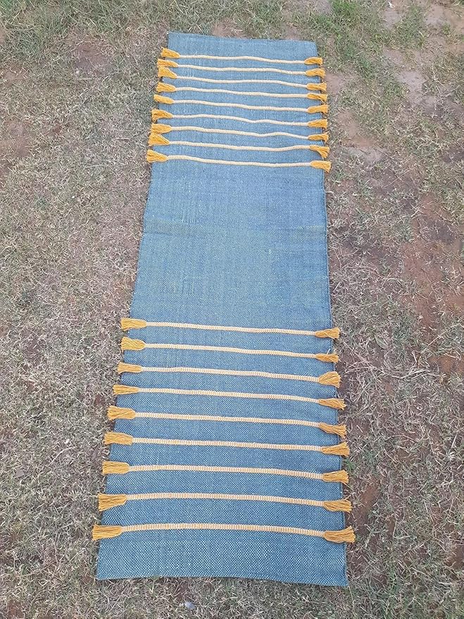 Indian Handmade100 % Organic Anti Skid Multi Colour Cotton Yoga Mat - Eco-Friendly Hand-Woven Rug - Non-Slip & Thick (24”x72”x5mm) for Hot yoga & Everyday Fitness at Home - Comfortable & Foldable Extra-Long Mat