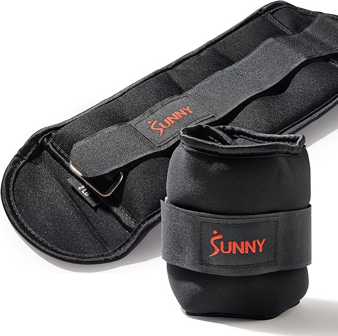 Sunny Health & Fitness Ankle Weights for Women, Men & Kids – Adjustable 1–5 lb Pair | Wrist, Arm & Leg Weights for Walking, Pilates, Yoga & Cardio