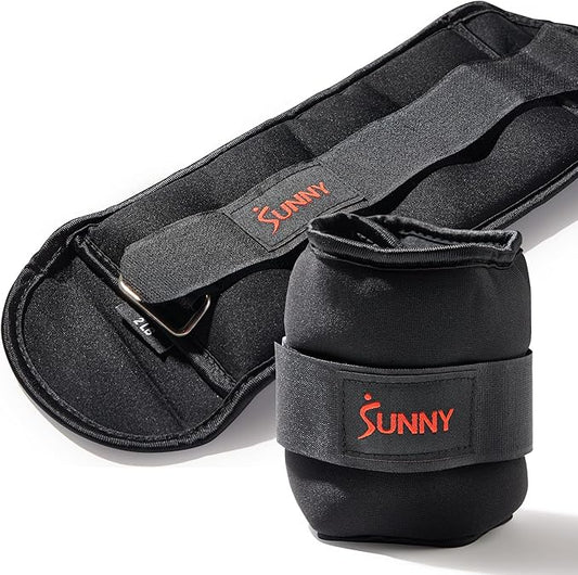 Sunny Health & Fitness Ankle Weights for Women, Men & Kids – Adjustable 1–5 lb Pair | Wrist, Arm & Leg Weights for Walking, Pilates, Yoga & Cardio