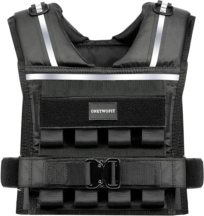 Adjustable Weighted Vest Men 35lb/45lb, Rucking Vests for Walking with Reflective Stripe, 1.2" Ultra Thick Shoulder Padding Strength Training Workout Vest for Running GYM Home, Detachable Iron Weights