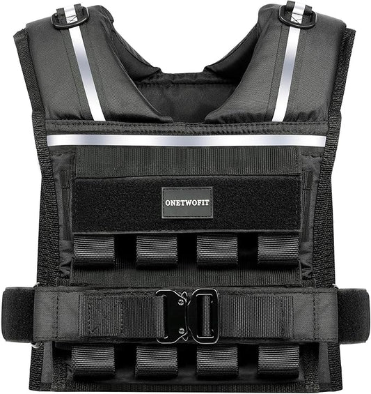 Adjustable Weighted Vest Men 35lb/45lb, Rucking Vests for Walking with Reflective Stripe, 1.2" Ultra Thick Shoulder Padding Strength Training Workout Vest for Running GYM Home, Detachable Iron Weights