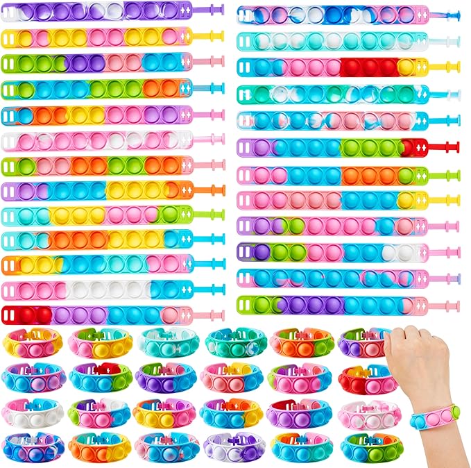 JOYIN Pop Fidget Toys pops Bulk 100 Pack Party Favors for Kids 4-8,8-12 Year, Fidget Bracelets Sensory Toys for Birthday Carnival Halloween Christmas Prizes Gifts Goodie Bags Stuffers for Kids