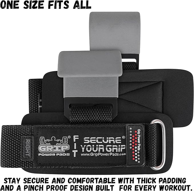 Premium Weight Lifting Hooks & Straps for Pull Ups & Deadlifts - Padded, Heavy Duty, Power Lifting Grips for Men & Women
