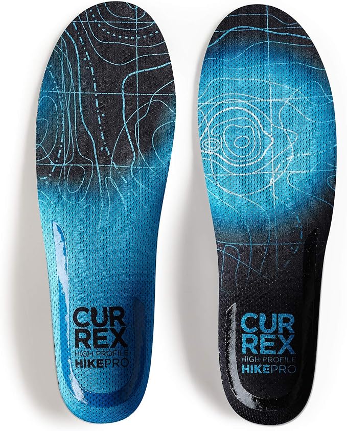 CURREX HikePro Insoles for Hiking Boots & Shoes – Shock Absorbing Inserts to Help Reduce Fatigue and Increase Performance – Anti-Slip Heel Surface for Stability – for Men & Women – High Arch, XS